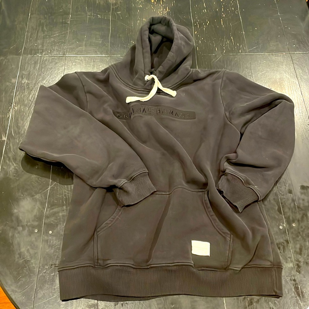 Criminal London Black Hooded Sweatshirt XXL